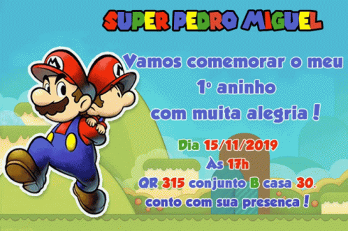 Pedro Miguel Thomas Super Mario GIF - Pedro Miguel Thomas Super Mario Birthday Invitation GIFs