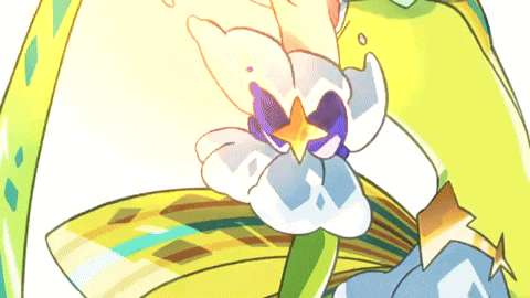 a cartoon drawing of a person with a flower on their wrist