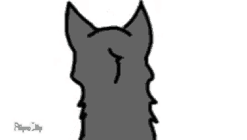 a drawing of a gray and white cat with green eyes making a funny face .