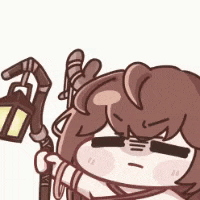 a cartoon character is holding a lantern in her hand .