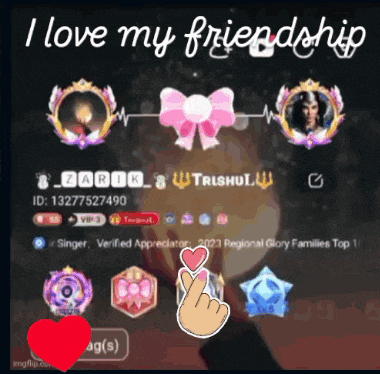a screenshot of a video game with the words " i love my friendship "