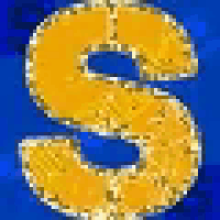 the letter s is made of orange peel on a blue background .