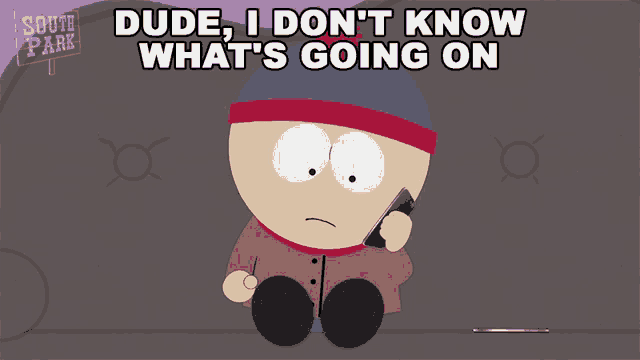 stan marsh from south park talking on a phone