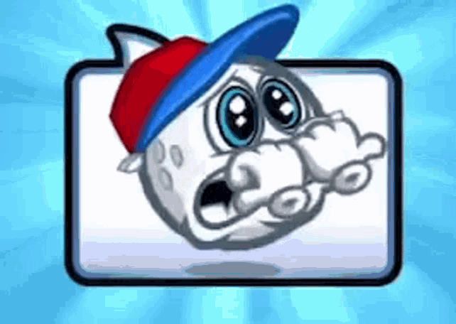 a cartoon of a bowling ball wearing a red , white and blue hat .