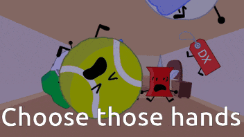 a group of cartoon characters with the words choose those hands