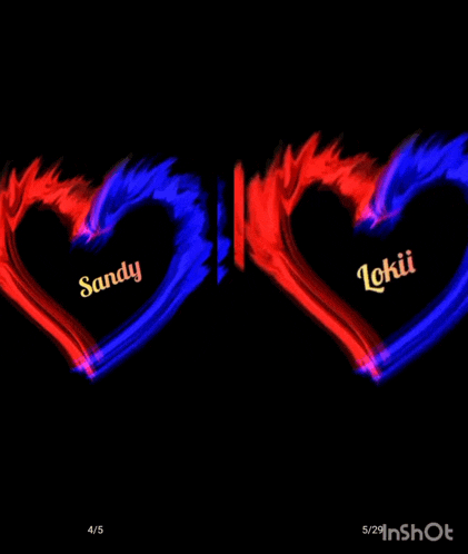 a red and blue heart with the name sarvandy and irochii on it