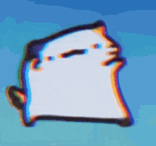 a close up of a cartoon character 's face with a blue background .