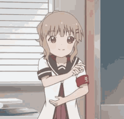 a girl with a red armband on her arm that says ' 生 '