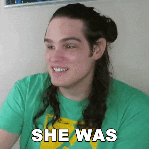 a man in a green shirt says she was