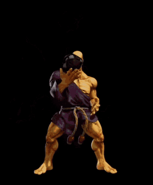 a cartoon character in a purple robe is holding a rock in his hand