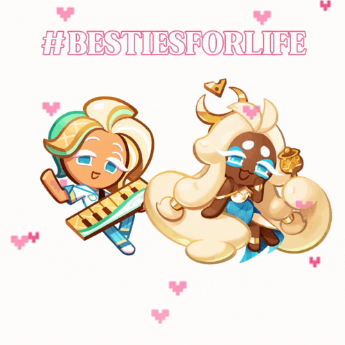 a poster with two cookies and the words #bestiesforlife on it