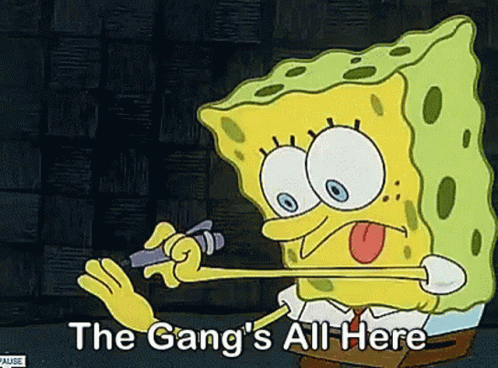 The Gangs All Here Finger GIF - The Gangs All Here Finger Spongebob GIFs
