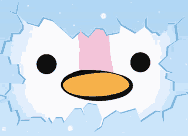a cartoon of a duck 's face with a pink nose