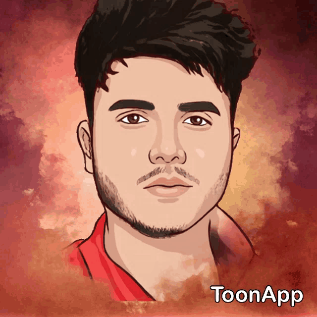 a cartoon drawing of a man with the word toon app below it