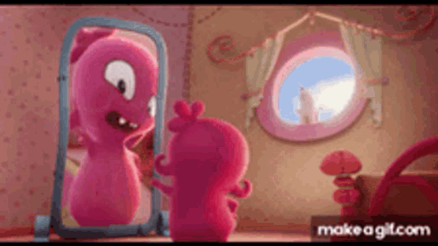 Ugly Dolls Uglyville GIF - Ugly Dolls Uglyville Talking To The Mirror GIFs