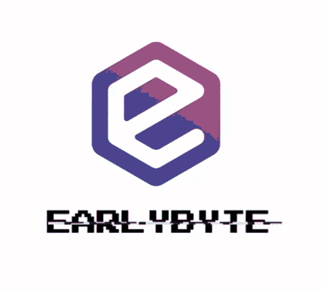 a logo for earlybyte with a hexagonal e in the middle