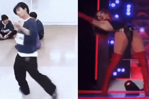 a man and a woman are dancing in a dance studio .