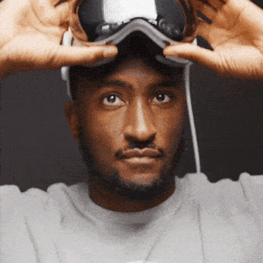 Googles On Marques Brownlee GIF - Googles On Marques Brownlee Using My Apple Vision Pro GIFs