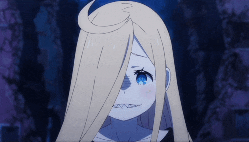 a girl with blonde hair and blue eyes is making a face