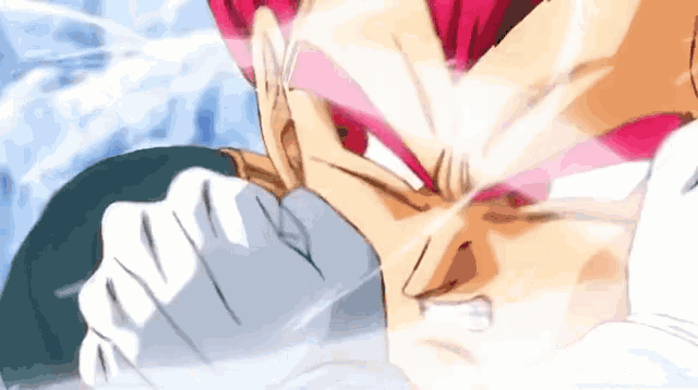 a close up of a cartoon character 's face with red hair