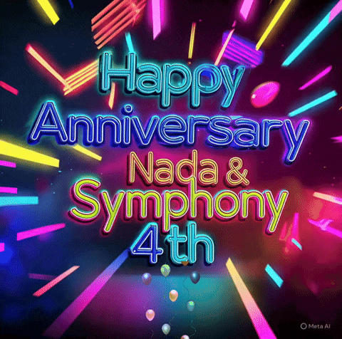 a neon sign that says happy anniversary nada and symphony 4th