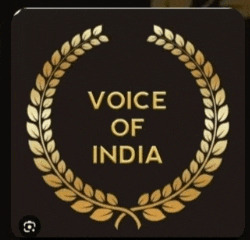 a gold laurel wreath says voice of india