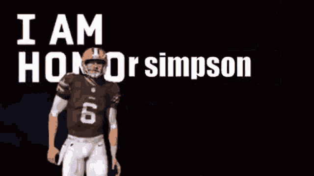 a football player has his hands on his head and the words i am homor simpson are above him