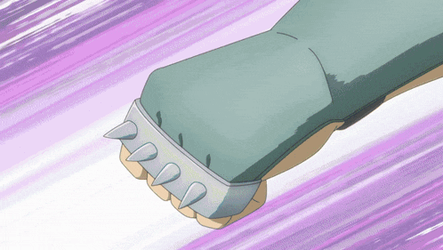 a cartoon drawing of a person 's arm with spikes on it