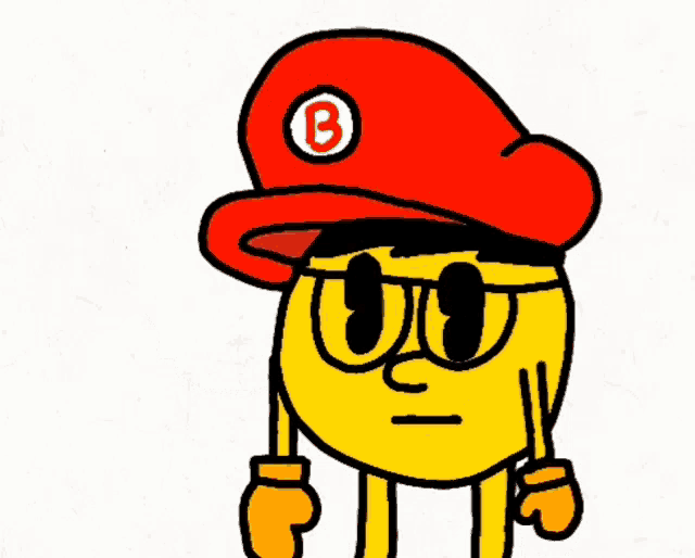 a yellow smiley face wearing a red hat and sunglasses .