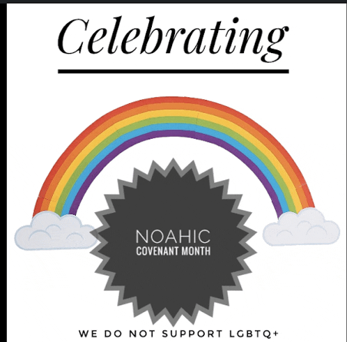 a poster celebrating noahic covenant month with a rainbow in the background