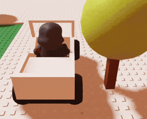 a cartoon character is sitting in a white box