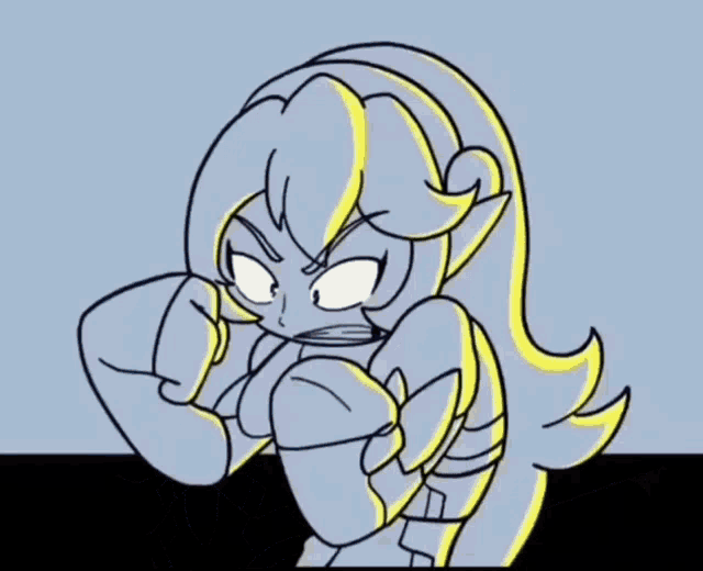 a cartoon drawing of a girl with a yellow hair