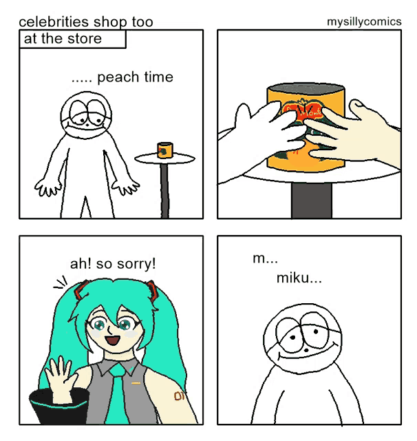 a comic about celebrities shop too at the store including peach time