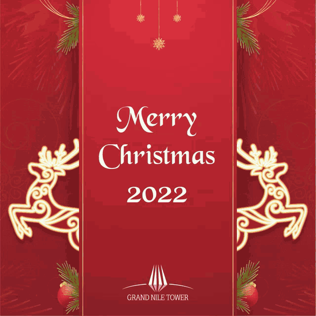 a red christmas card with the words merry christmas 2022
