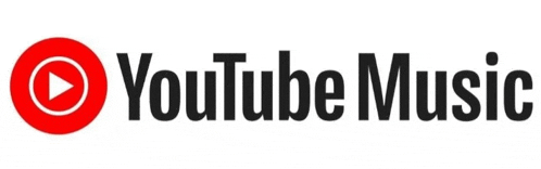 a logo for youtube music with a red play button