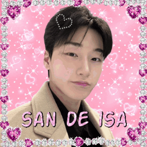 a picture of a young man with the name san de isa on it