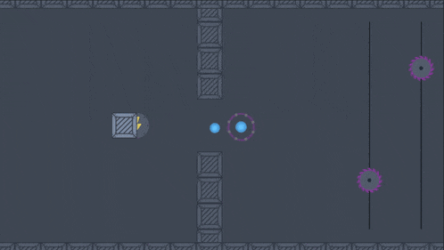 a video game with purple and blue circles on a black background