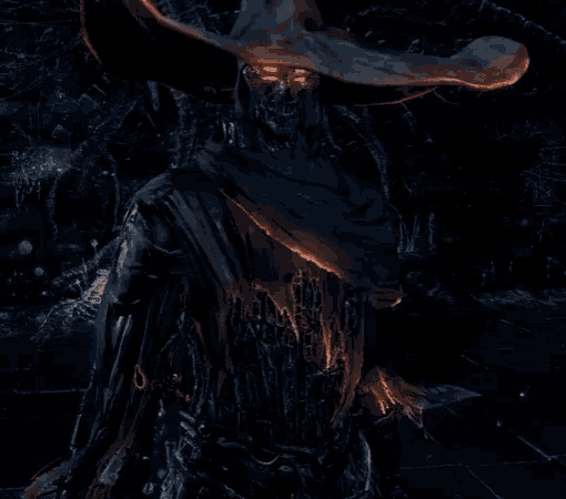 a skeleton wearing a cowboy hat and scarf