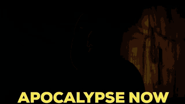 a poster for the movie apocalypse now with a man in the shadows