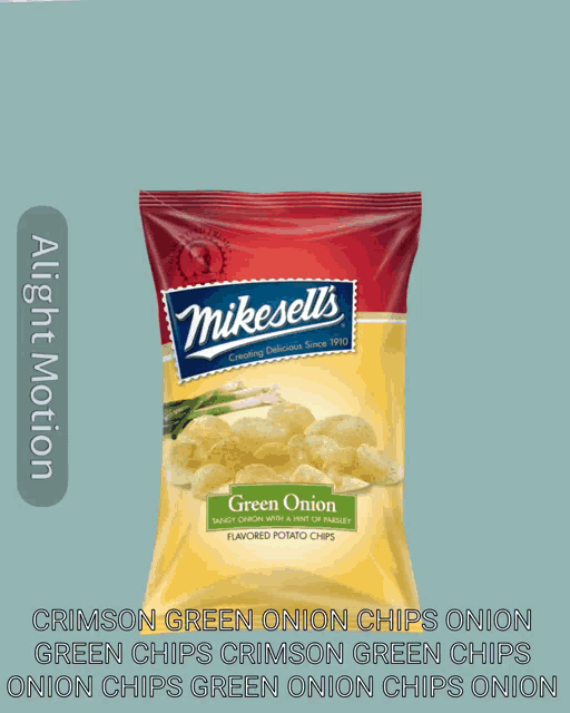 a bag of mikesells green onion chips with a mushroom on it