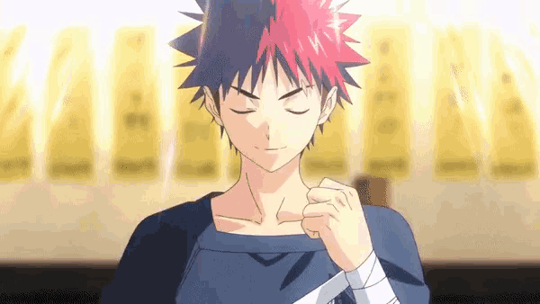 a cartoon character with red hair and a blue shirt has a bandage around his wrist