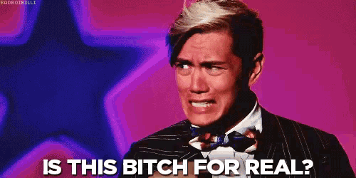 a man in a suit and bow tie is crying and says is this bitch for real