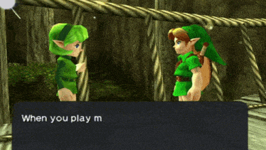 two video game characters are standing next to each other