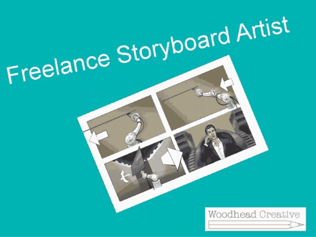 a storyboard for a freelance storyboard artist shows a man in a suit