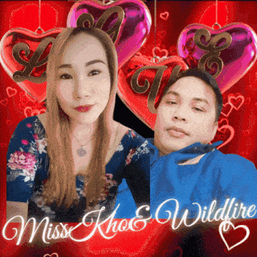 a picture of a man and a woman with the name miss khoe wildfire written below them