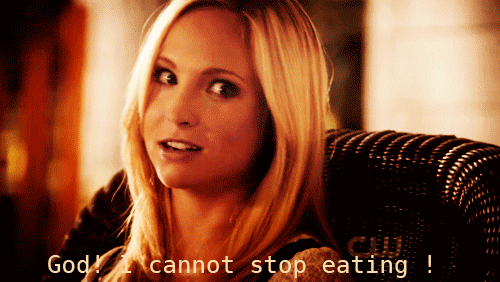 I'M Hungry GIF - Thevampirediaries Caroline I Cant Stop Eating GIFs