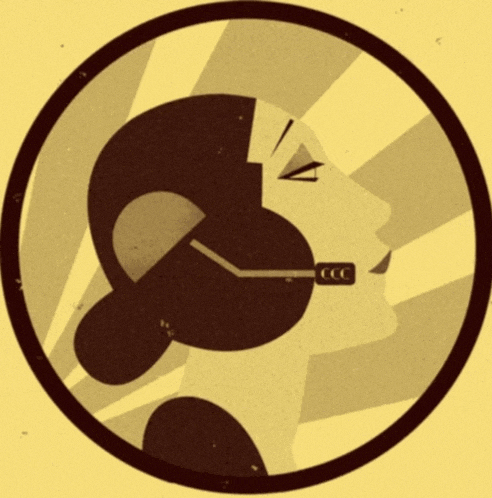 an illustration of a woman wearing a headset with the letter cc on it