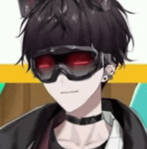 a close up of a person wearing sunglasses and a cat ear