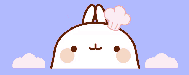 a cartoon bunny with a cupcake on its head and a rainbow