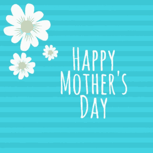 a happy mother 's day greeting card with flowers on a blue striped background